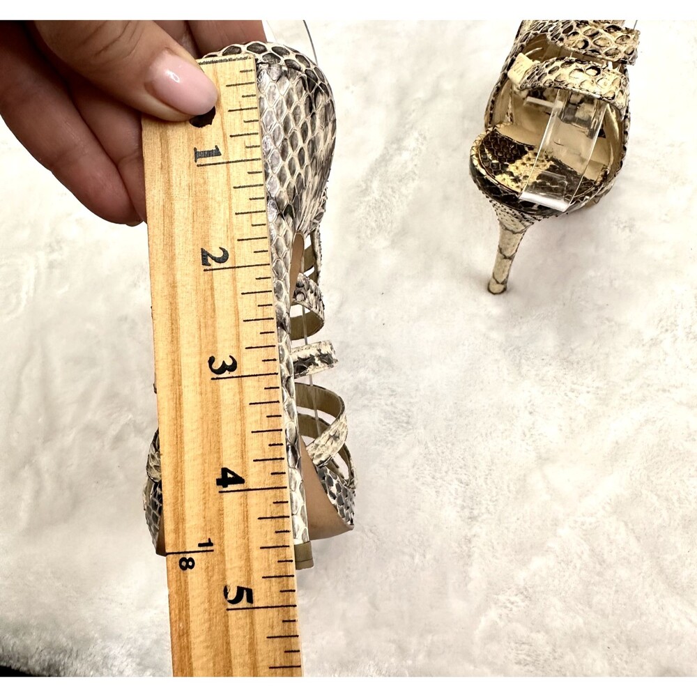 Jimmy Choo Women's Snakeskin Heels Strappy Sandals Front Gold Zip Python SZ 37 - Picture 6 of 14